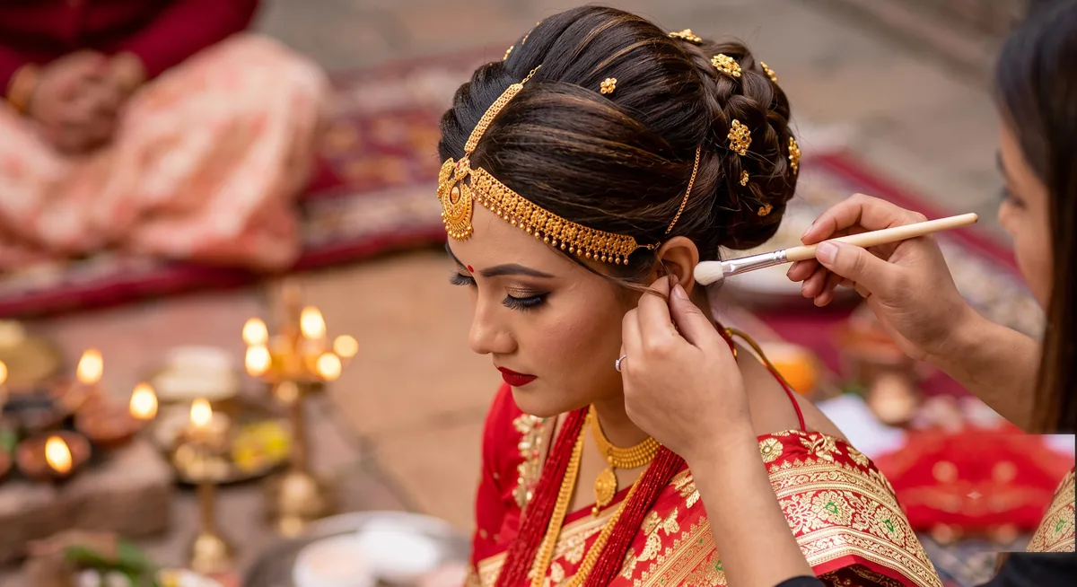 Bridal makeup in progress